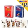 14x Carte MODIANO Poker Texas 100% Plastica Jumbo Rosso e Blu